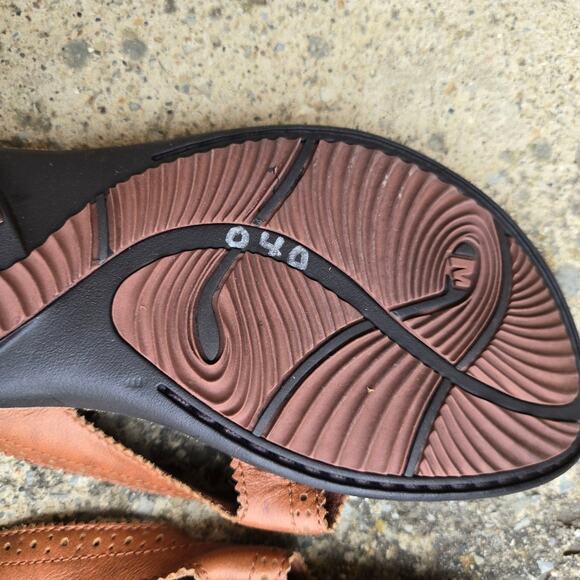 Merrell Tetra Thong Antique Orange Sandal Womens 8 Slip On Thong Casual Leather - Picture 8 of 9